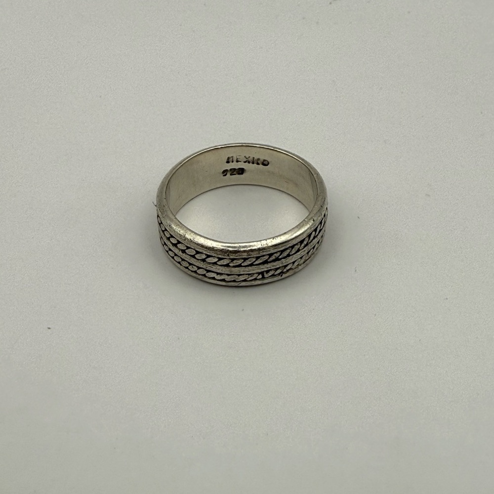 Sterling Silver 2 Row Rope Design Band Ring Size 10 (925) Silver Mexico Stamped